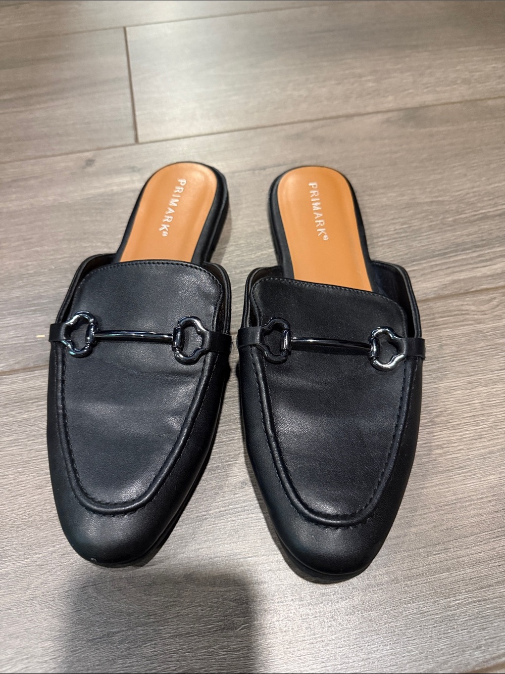 Primark Black Slip-On Mules with Silver Bit
